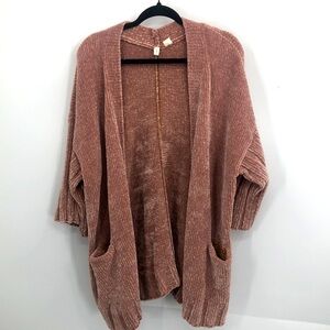 Moth by‎ Anthropologie Pink Chenille Oversize Cardigan Sweater M